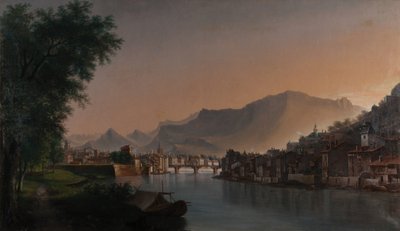 Widok Grenoble w XIX wieku (olej na płótnie) autorstwa Jules Jean Baptiste Guedy