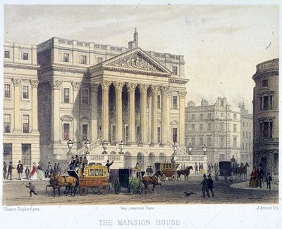 Mansion House na zewnątrz, Londyn, 1854 autorstwa Jules Louis Arnout