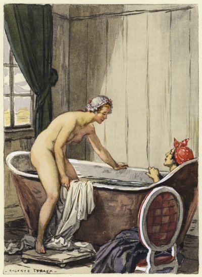 Ilustracja do pamiętników Casanovy (kolorowa litografia) autorstwa Jules Marie Auguste Leroux