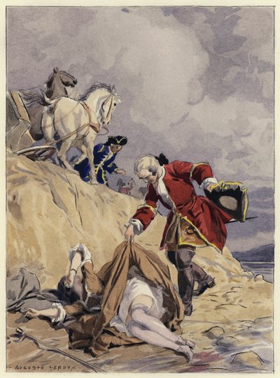 Ilustracja do pamiętników Casanovy (kolorowa litografia) autorstwa Jules Marie Auguste Leroux