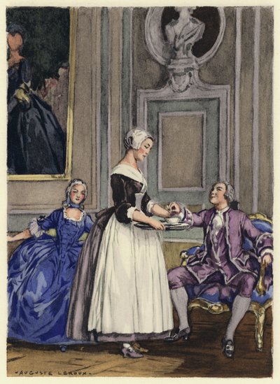 Ilustracja do pamiętników Casanovy (kolorowa litografia) autorstwa Jules Marie Auguste Leroux