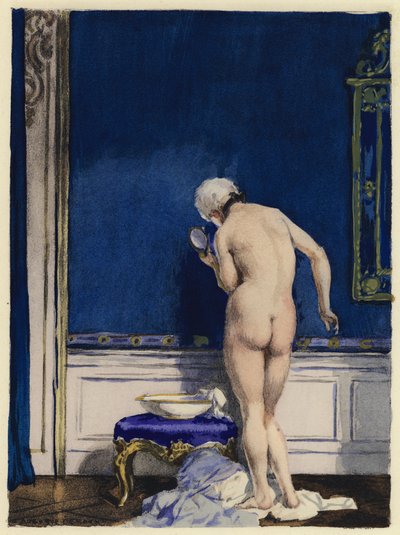 Ilustracja do pamiętników Casanovy (kolorowa litografia) autorstwa Jules Marie Auguste Leroux