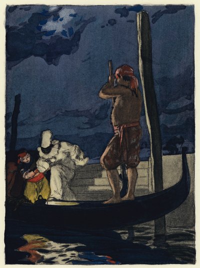 Ilustracja do pamiętników Casanovy (kolorowa litografia) autorstwa Jules Marie Auguste Leroux