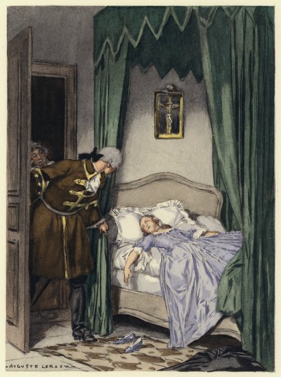 Ilustracja do pamiętników Casanovy (kolorowa litografia) autorstwa Jules Marie Auguste Leroux