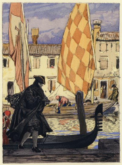 Ilustracja do pamiętników Casanovy (kolorowa litografia) autorstwa Jules Marie Auguste Leroux