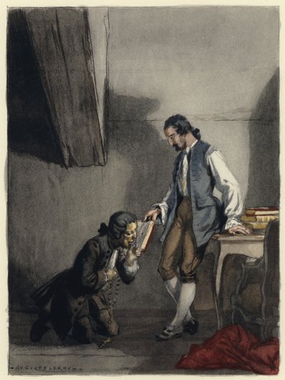 Ilustracja do pamiętników Casanovy (kolorowa litografia) autorstwa Jules Marie Auguste Leroux