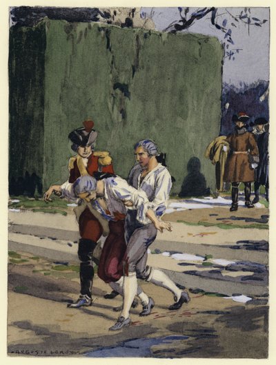 Ilustracja do pamiętników Casanovy (kolorowa litografia) autorstwa Jules Marie Auguste Leroux