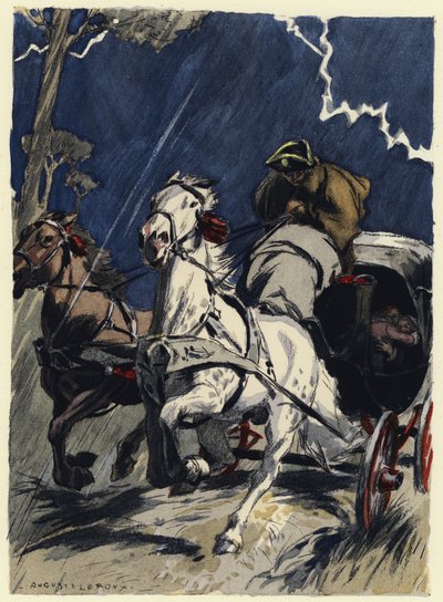 Ilustracja do pamiętników Casanovy (kolorowa litografia) autorstwa Jules Marie Auguste Leroux