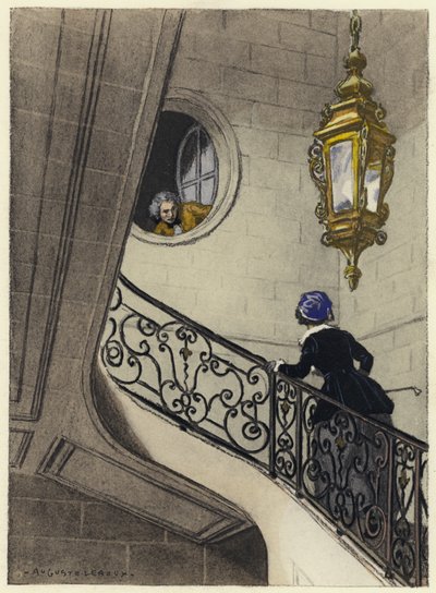 Ilustracja do pamiętników Casanovy (kolorowa litografia) autorstwa Jules Marie Auguste Leroux