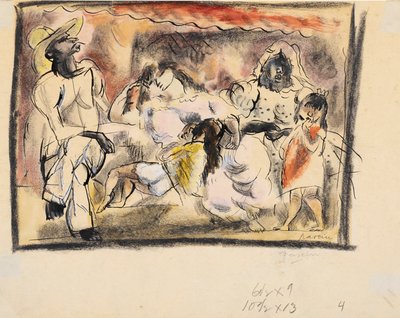Mężczyzna, dwie kobiety, dwoje dzieci (wc na papierze) autorstwa Jules Pascin