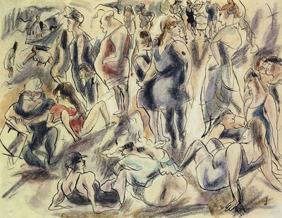 Amerykańska plaża; Plage amerykański, ok. 1917 r. autorstwa Jules Pascin