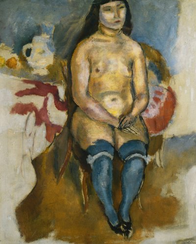 Azjata w niebieskich pończochach; Azjatka w niebieskich pończochach, 1922 autorstwa Jules Pascin