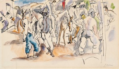 Figurki i konie autorstwa Jules Pascin