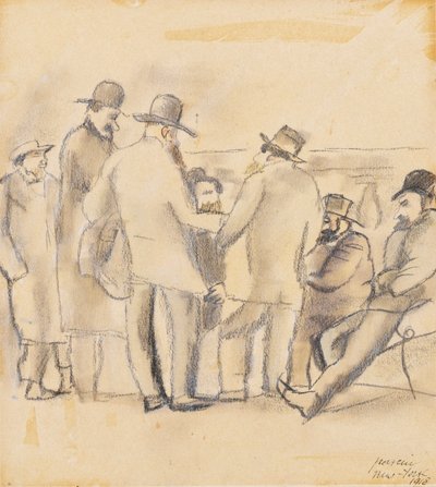 Grupa mężczyzn, Nowy Jork, 1918 (toaleta i ołówek na papierze) autorstwa Jules Pascin