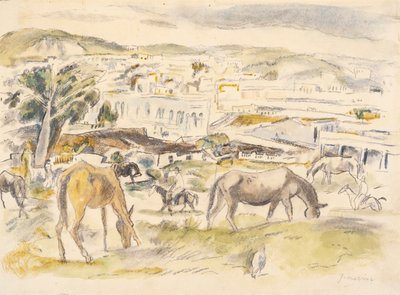 Konie w krajobrazie (wc na papierze) autorstwa Jules Pascin
