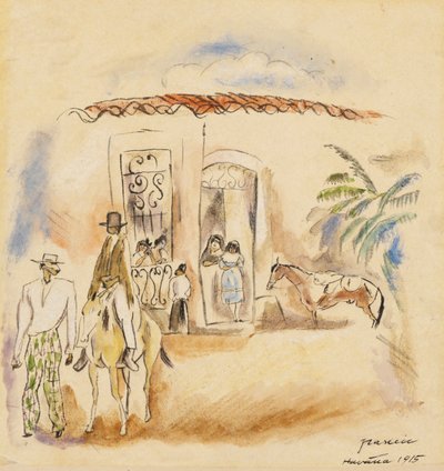 Pejzaż z postaciami, Hawana, 1915 (wc na papierze) autorstwa Jules Pascin