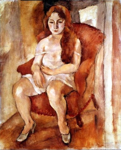 Siedząca kobieta (olej na płótnie) autorstwa Jules Pascin