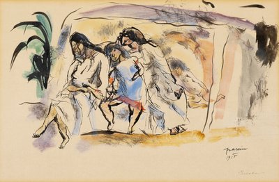 Siesta, 1915 (toaleta to papier) autorstwa Jules Pascin