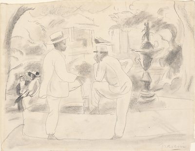 Dwóch mężczyzn w parku autorstwa Jules Pascin