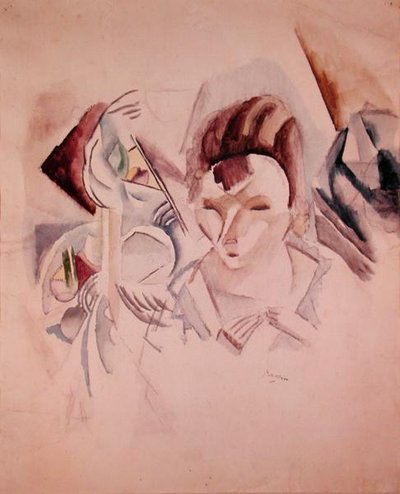 Kobieta i martwa natura, ok. 1917 (akwarela i ołówek na papierze) autorstwa Jules Pascin