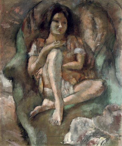 Młoda dziewczyna w fotelu; Młoda dziewczyna w fotelu, 1922 autorstwa Jules Pascin