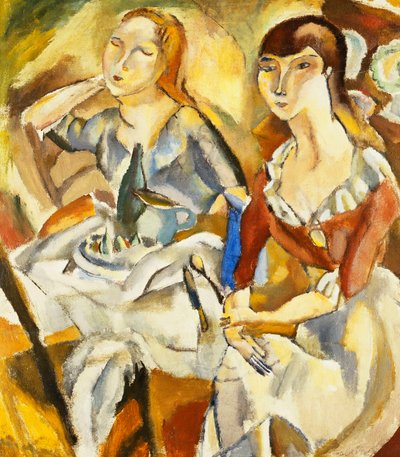 Młode dziewczyny siedzą razem autorstwa Jules Pascin