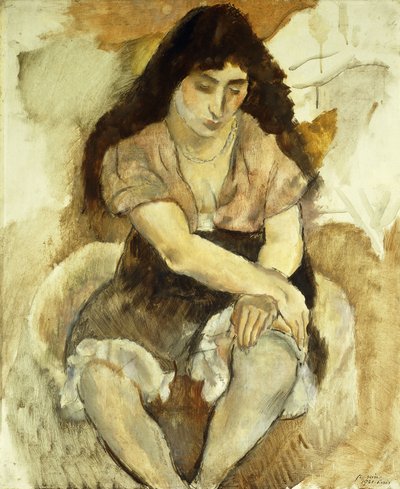 Młoda Kobieta Siedzi; Siedząca młoda dziewczyna, 1921 autorstwa Jules Pascin