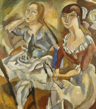 Młode kobiety przy stole; Młode dziewczyny przy stole (Recto), ok. 1915-1919 (olej na płótnie) autorstwa Jules Pascin