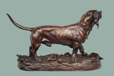 Basset Hound (brąz z brązową patyną) autorstwa Jules Pierre Moigniez