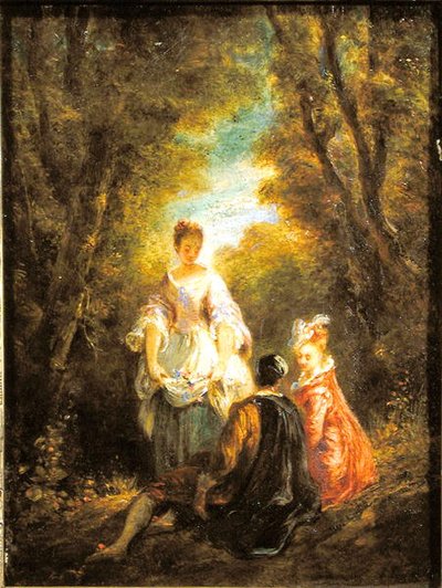 Rozmowa w parku (olej na papierze na płótnie) autorstwa Jules Robert Auguste