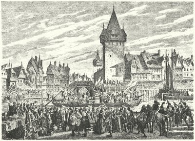 Hirsebreifahrt, transport ładunku prosa statkiem z Zurychu do sojusznika miasta, Strasburga autorstwa Jules Theophile (after) Schuler