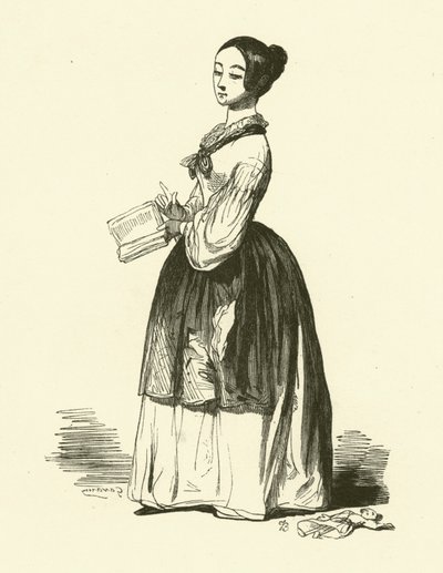 Guwernantka (grawerowanie) autorstwa Jules pseudonym for Gagne Jacques (after) Gagniet