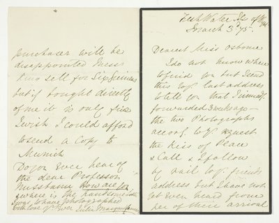 List z autografem autorstwa Julia Margaret Cameron
