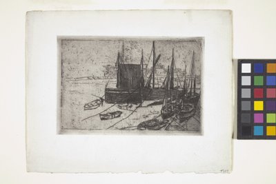 Łodzie w porcie erin - wyspa man (akwaforta) autorstwa Julian Alden Weir