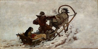 Psy na polowaniu, ok. 1886 (olej na płótnie) autorstwa Julian Falat