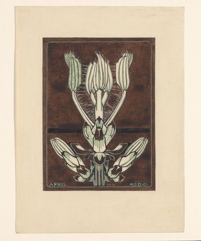 Pąki kwiatu Kwiecień (tytuł na obiekcie) autorstwa Julie de Graag (signed by artist)