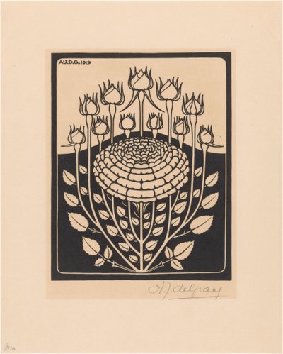 krzak róży autorstwa Julie de Graag (signed by artist)