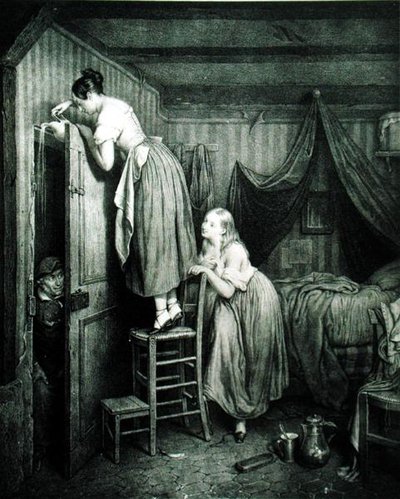 Nosy Parker ukarany, grawerowany przez Alphonse Leon Noel (1807-84) (druk) autorstwa Julien (after) Vallou de Villeneuve