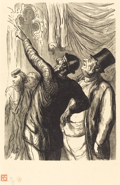 Wystawa Powszechna: Prawdziwy Cycerone autorstwa Julien Antoine Peulot after Honoré Daumier