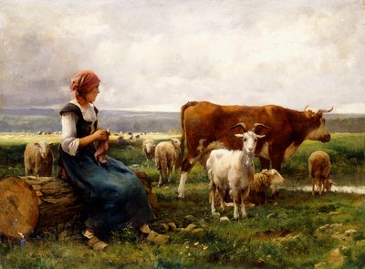 Pasterzko z krowami i kozami, autorstwa Julien Dupre