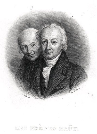 Bracia Hauy: Rene-Just (1743-1822) i Valentin Hauy (1745-1822) grawerowane przez Alphonse Boilly (1801-67) (grafika) (zdjęcie czarno-białe) autorstwa Julien Leopold (after) Boilly