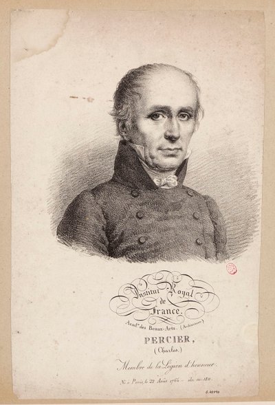 Institut Royal de France. Académie des Beaux-Arts. (Architektur.) Percier, (Charles.) Mitglied der Ehrenlegion. Geboren in Paris, am 22. August 1764 - gewählt 1811. autorstwa Julien Leopold Boilly