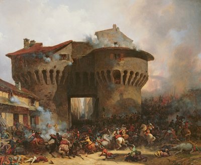 Walka pod Porte Pannessac w 1562 r., ok. 1833 r. autorstwa Julien Michel Gue