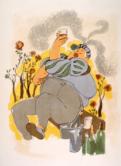 Humorous Wine Illustration 1946.Illustration autorstwa Julien Pavil autorstwa Julien Pavil