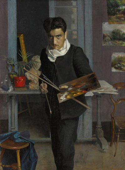 Autoportret artysty w jego pracowni, 1898. autorstwa Julio Romero de Torres