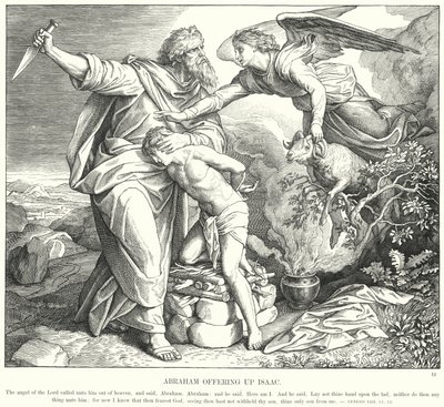 Abraham ofiarowujący Izaaka (rycina) autorstwa Julius (after) Schnorr von Carolsfeld