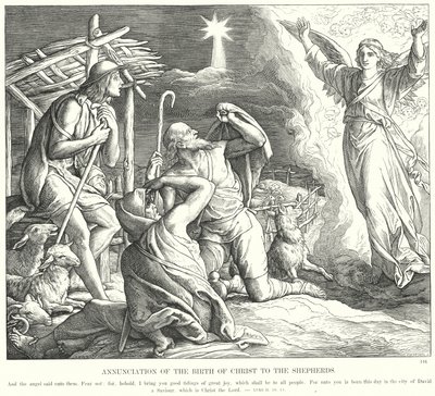 Zwiastowanie narodzin Chrystusa pasterzom (rycina) autorstwa Julius (after) Schnorr von Carolsfeld
