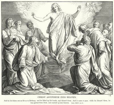Chrystus wstępuje do nieba (rycina) autorstwa Julius (after) Schnorr von Carolsfeld