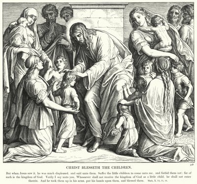 Chrystus błogosławi dzieci (rycina) autorstwa Julius (after) Schnorr von Carolsfeld