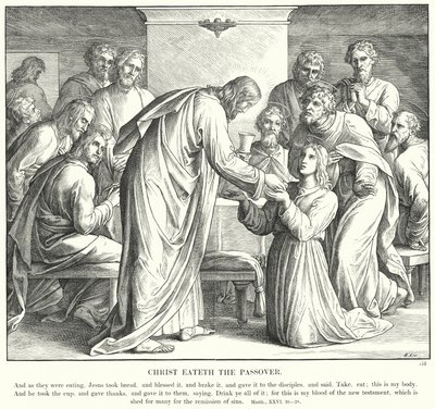 Chrystus spożywa Paschę (rycina) autorstwa Julius (after) Schnorr von Carolsfeld